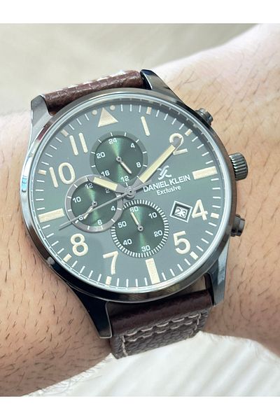 Daniel Klein Dani̇el Klein Exclusive Sport Leather Strap Men's Wrist Watch with Active Gauge