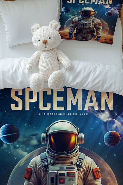 Else Dekor Set de lenjerie de pat pentru copii cu model Space Astronaut - single, cu fetă de pernă