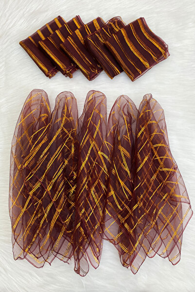 ZEYMERADE منديل هالاي ذهبي فضي مقاس كبير، عنابي 5 قطع، العروس والعريس وحفلات ...