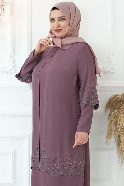 Amine Hüma Βραδινό φόρεμα Star Laser Cut Hijab - Dusty Rose
