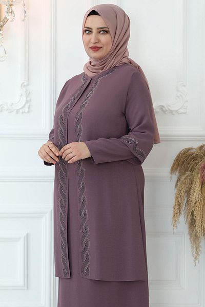 Amine Hüma Βραδινό φόρεμα Crystal Stone Dusty Rose