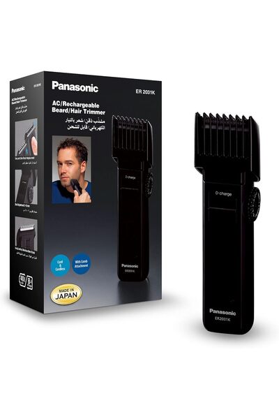 PANASONIC ER2031 Rechargeable Beard & Body Hair Trimmer, 12 Length Settings, Stainless Steel Blade,