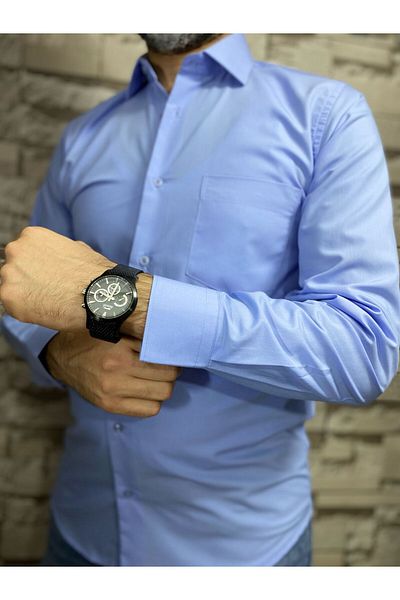 BENESSE Dacron Pocket Classic Φαρδύ μακρυμάνικο πουκάμισο με γιακά γραβάτα
