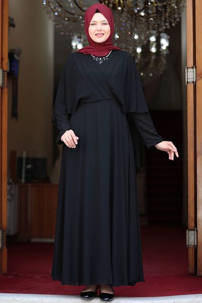 Amine Hüma Ecem Hijab βραδινό φόρεμα μαύρο