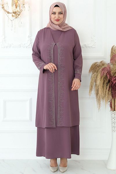 Amine Hüma Βραδινό φόρεμα Dusty Rose Sprout Hijab