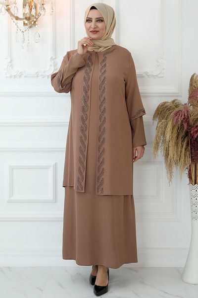 Amine Hüma Βραδινό φόρεμα Crystal Stone Mink