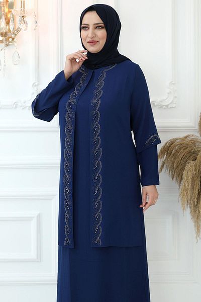Amine Hüma Βραδινό φόρεμα Crystal Stone Indigo