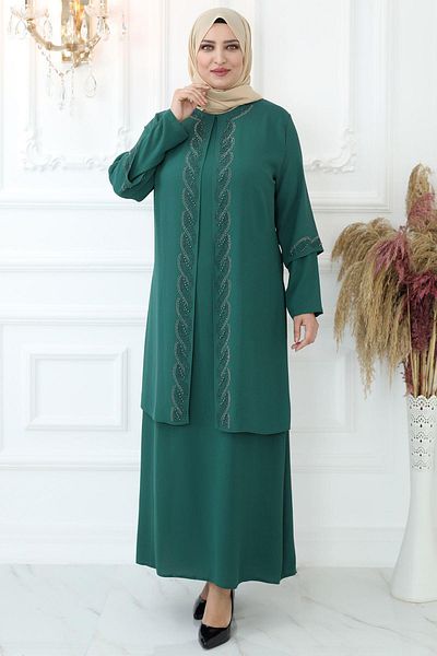 Amine Hüma Βραδινό φόρεμα Crystal Stone Emerald