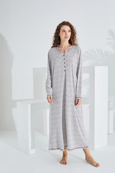 Etoile 100% Cotton Long Sleeve Women's Dress Nightgown 91411