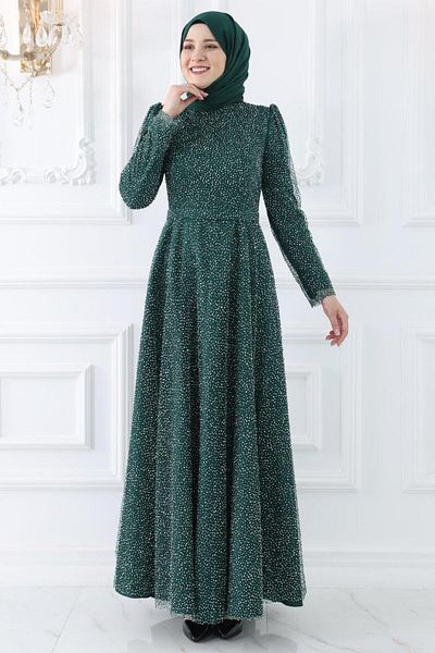 Amine Hüma Βραδινό φόρεμα Aymira Emerald Hijab