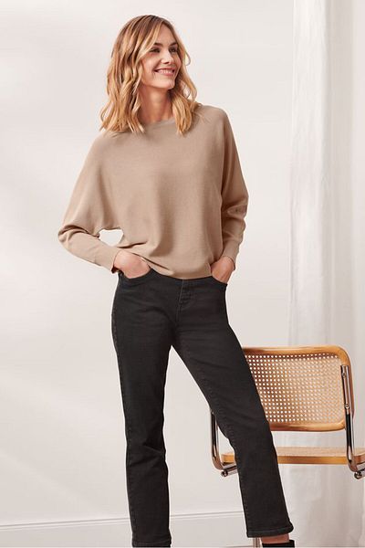 Tchibo Women Crew Neck Knitted Sweater, Tan