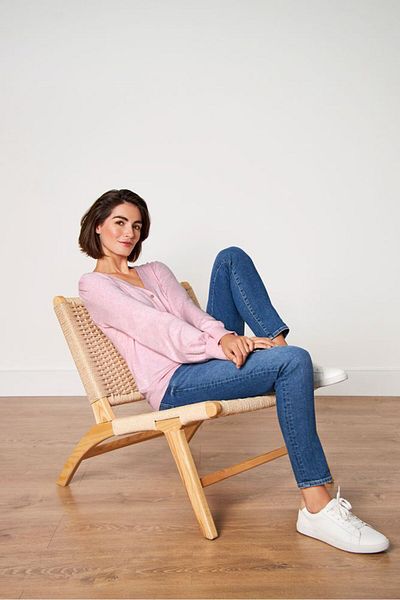 Tchibo Women V-neck Knitted Sweater, Pink