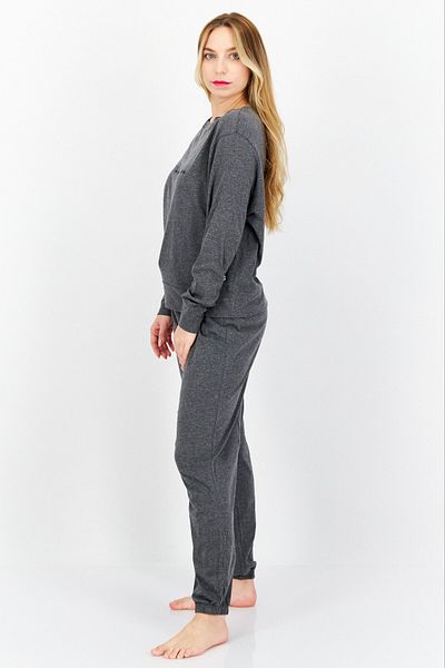 Champion Women 2 Pieces Brand Logo Top And Bottom Sleepwear, Dark Grey Heather