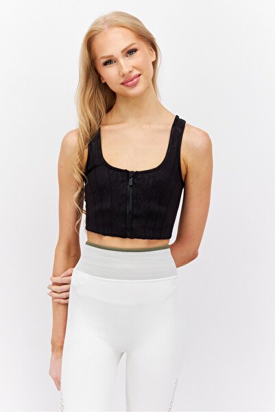 Puma x Koche حمالة صدر رياضية نسائية خفيفة الوزن ومبطنة بسحاب، باللون الأسود