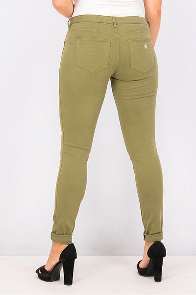 Guess Women Skinny Fit Plain Pants, Olive