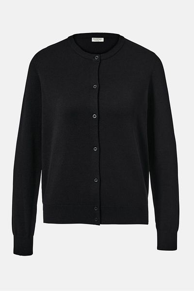Tchibo Women Crew Neck Knitted Cardigan, Black