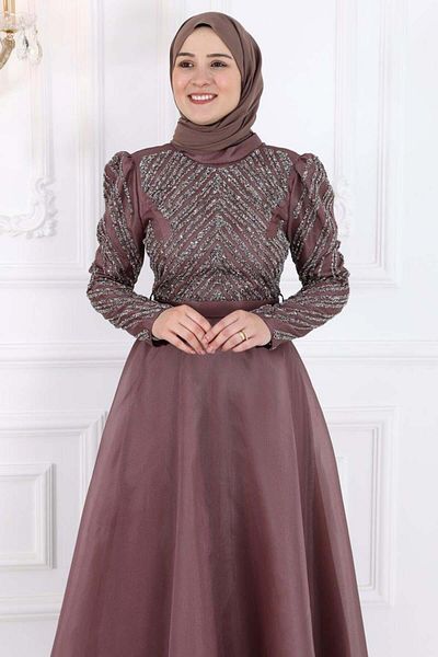 Amine Hüma Βραδινό φόρεμα Dusty Rose Neva Hijab