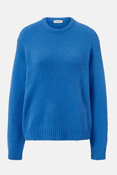 Tchibo Women Crew Neck Textured Sweater, Blue