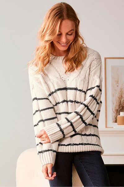 Tchibo Women Knitted Pull Over Sweater, Beige