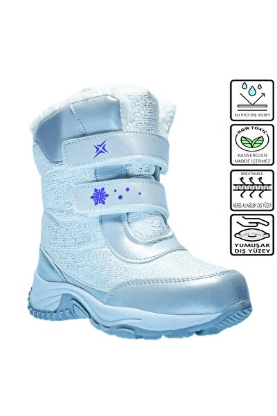 Kidx X Snow Termal Kız Çocuk Kürklü Bot Gümüş Gri