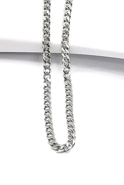 Omar Silver Unisex Gurmet 3 Mm Rodyum Kaplama Gümüş Kolye Zincir