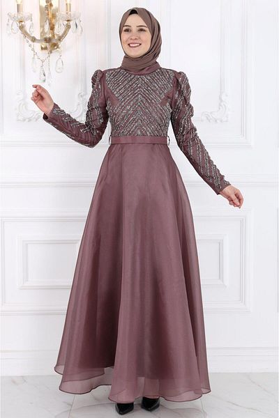 Amine Hüma Βραδινό φόρεμα Dusty Rose Neva Hijab