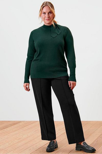 Tchibo Women Long Sleeve Knitted Sweater, Dark Green