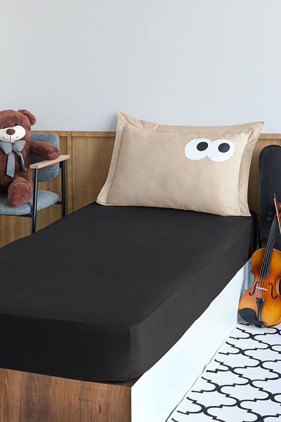 Eponj Home Black-Coffee Single Pes Elastic Sheet Set - Funny Plain Painting