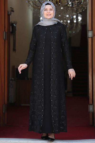 Amine Hüma Βραδινό φόρεμα Papatya Hijab Μαύρο
