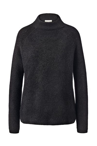 Tchibo Women Mock Neck Long Sleeves Ribbed Sweater, Black