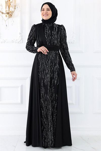 Amine Hüma Burgundy Evening Dress Black