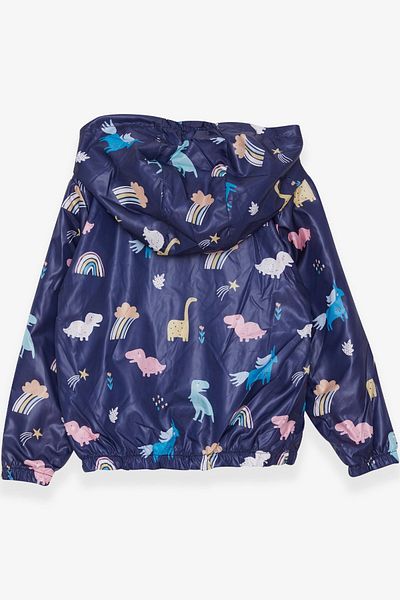 Breeze Girl's Raincoat Dinosaur Patterned 1-6 Years, Navy Blue