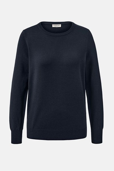 Tchibo Women Round Neck Knitted Sweater, Navy Blue