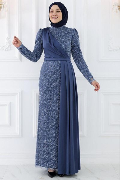 Amine Hüma Βραδινό φόρεμα Indigo Ecmel Hijab