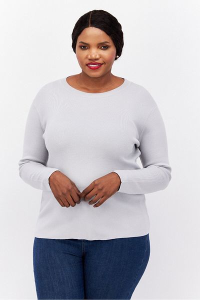 Fire & Glory Women Crew Neck Knitted Sweater, Grey