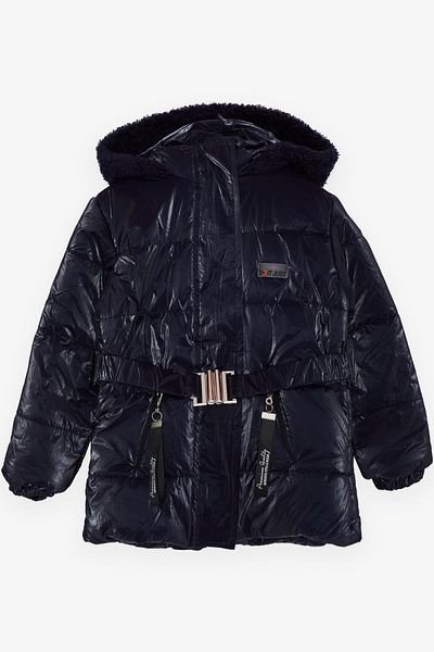 esso mandolin Dark Navy Girl's Coat - 2-6 Years, Belt and Hood
