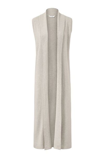 Tchibo Women Open Front Textured Sleeveless Cardigan, Light Grey