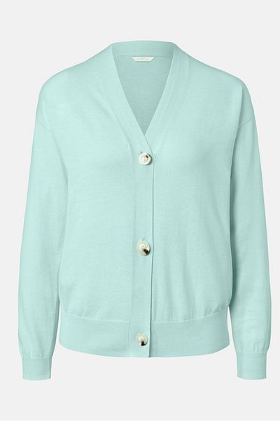 Tchibo Women V-neck Plain Long Sleeve Cardigan, Mint