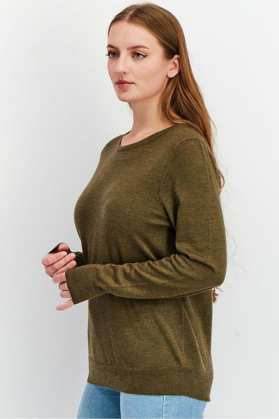 Tchibo Women Regular Fit Pullover Knitted Sweater, Olive