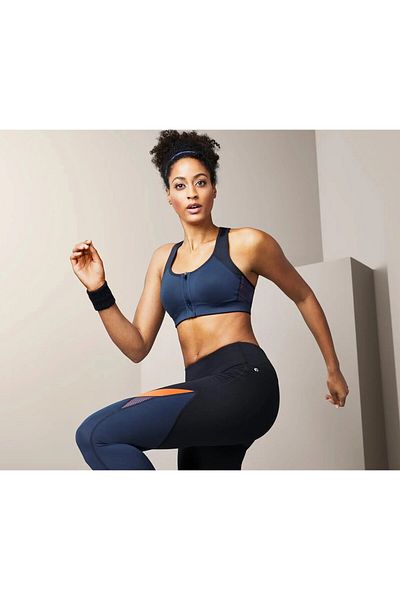 Tchibo Women Front Zipper Sport Bra, Navy