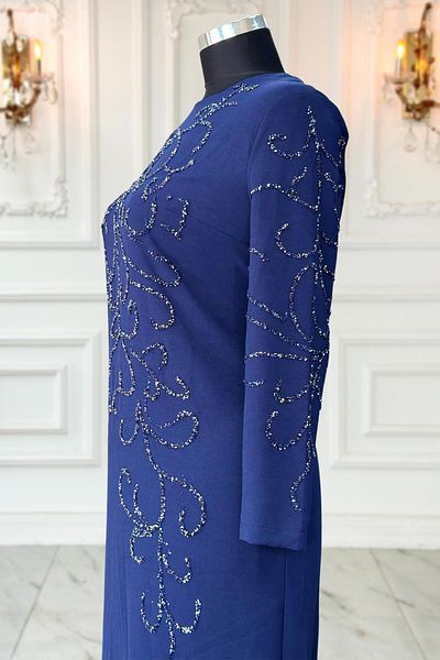 Amine Hüma Βραδινό φόρεμα με μπλέ Navy Cansu Hijab