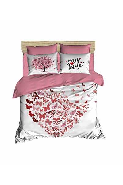 Fabeteks Valentine's Day Heart Butterflies 3D Digital Double Duvet Cover Set