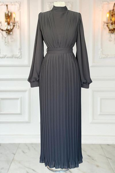 Amine Hüma Βραδινό φόρεμα Anthracite Alina Πλισέ Hijab