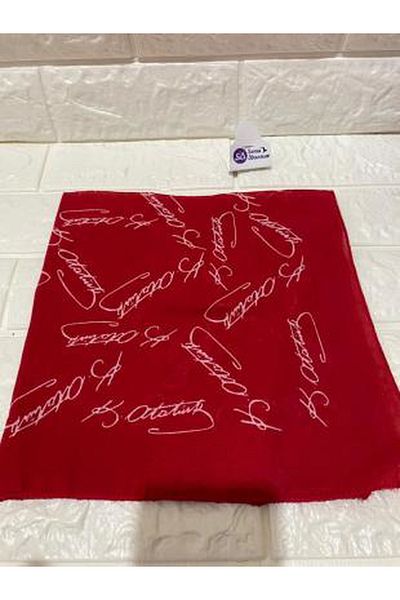 sema aksesuar 10 Pieces Red Atatürk Signed Cotton Fabric Scarf - Bandana - April 23, October 29, August 30, 19 May