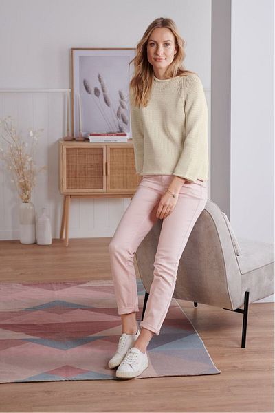 Tchibo Women Textured Long Sleeve Sweater, Beige