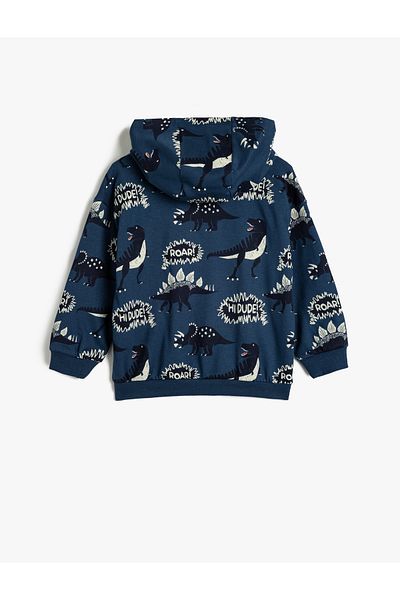 Koton Marineblau gemustertes Baby-Jungen-Sweatshirt 5WMB10243TK