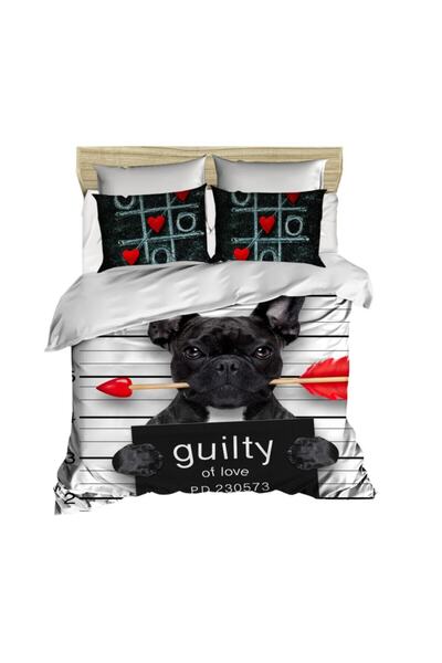 Fabeteks French Bulldog 3-D Digital Double Duvet Cover Set