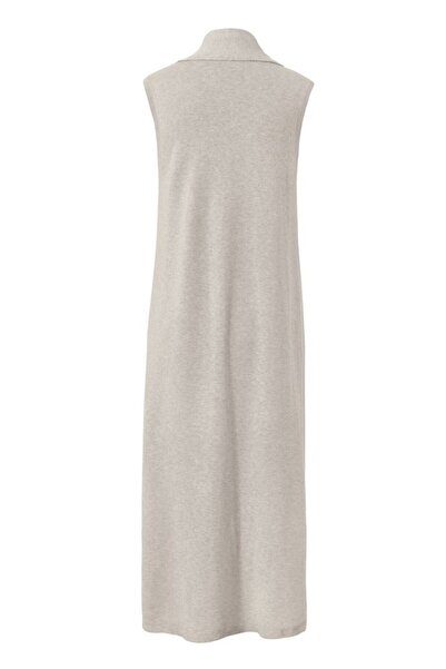 Tchibo Women Open Front Textured Sleeveless Cardigan, Light Grey