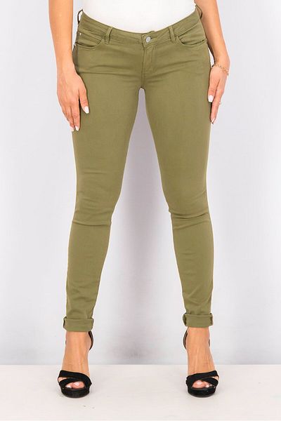 Guess Women Skinny Fit Plain Pants, Olive