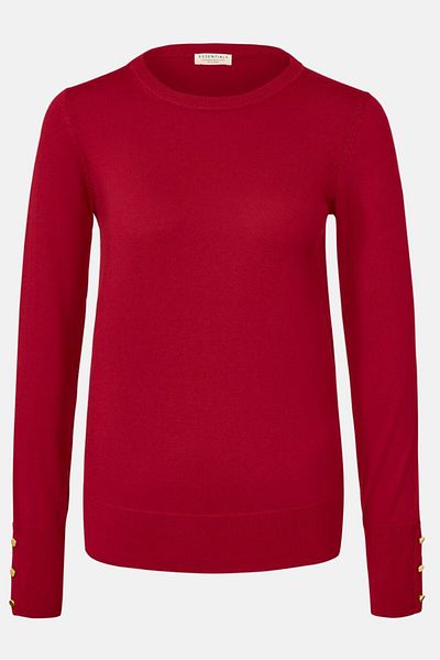 Tchibo Women Round Neck Long Sleeves Pullover Knitted Jumper, Red